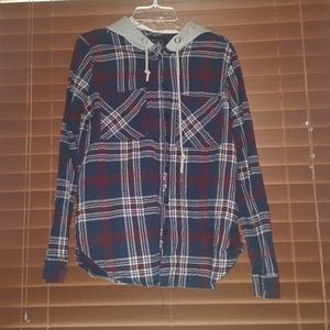 Hooded flannel shirt